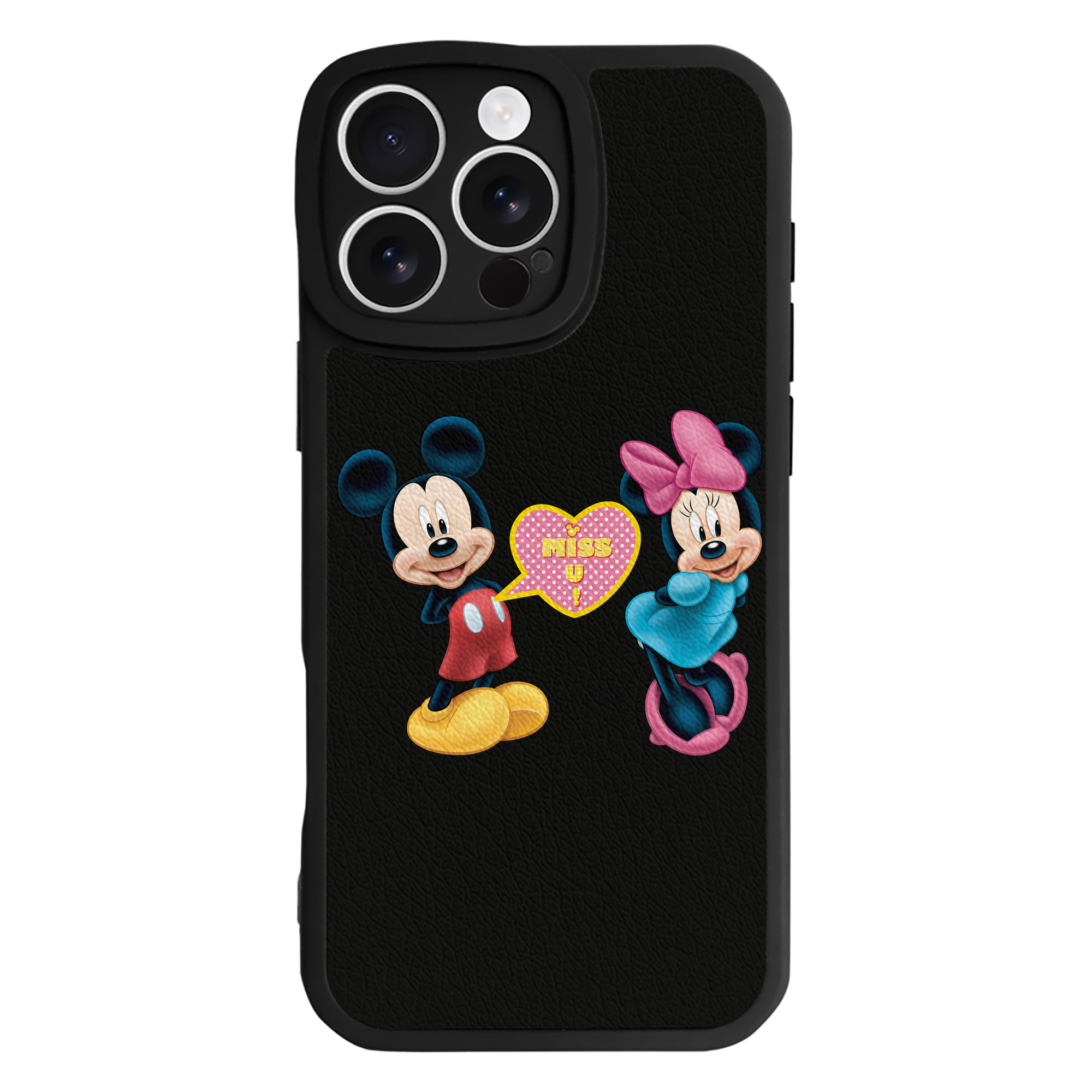 （画像用） ミッキーマウス Mickey Mouse 【iPhone 16シリーズ対応】シリコンスマホケース（レザー調） 材質：シリコン